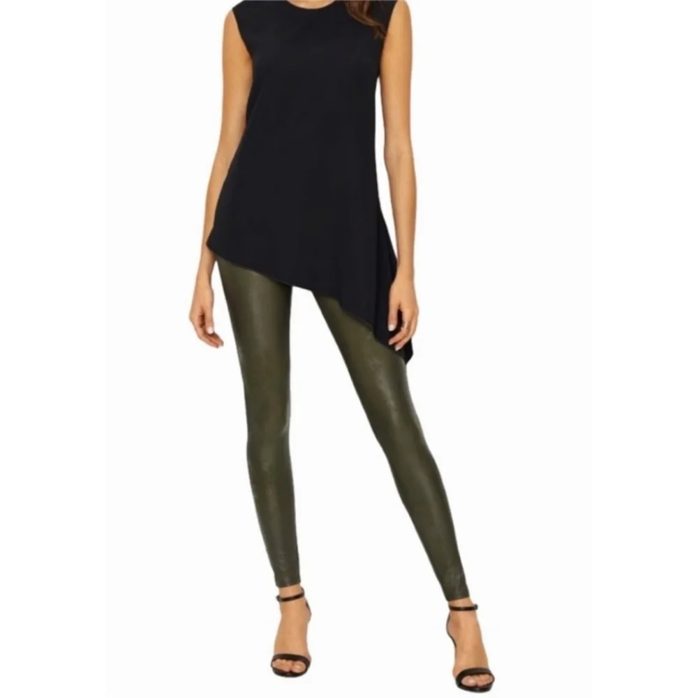 Olive Faux Leather High Waist Legging - Picture 3 of 3